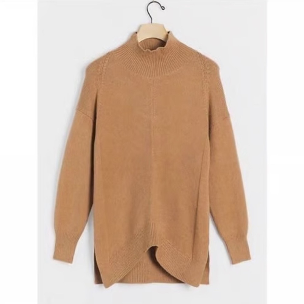 Maeve Anthropologie | Camel Tan Mockneck Cozy Sweater